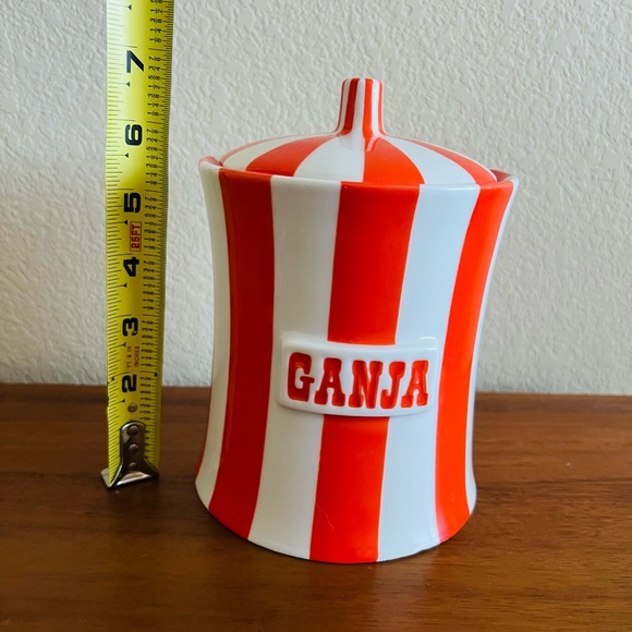 Jonathan Adler Vice Collection Porcelain Canister Orange and White Stripes - Picture 9 of 11